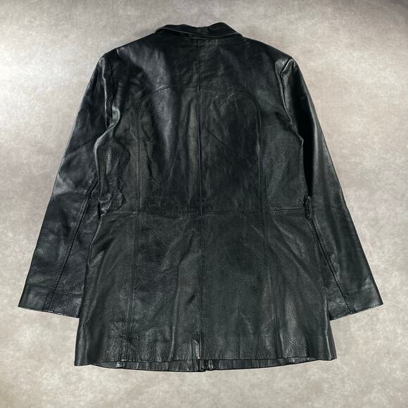 Vintage Women’s Worthington Full Zip Black Leather Chic Coat - Picture 2 of 6